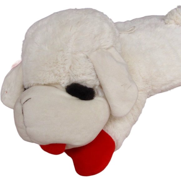 Shari Lewis BIG Lamb Chop Red White Plush Dog Squeaker Toy Multipet EASTER GIFT - Picture 1 of 6